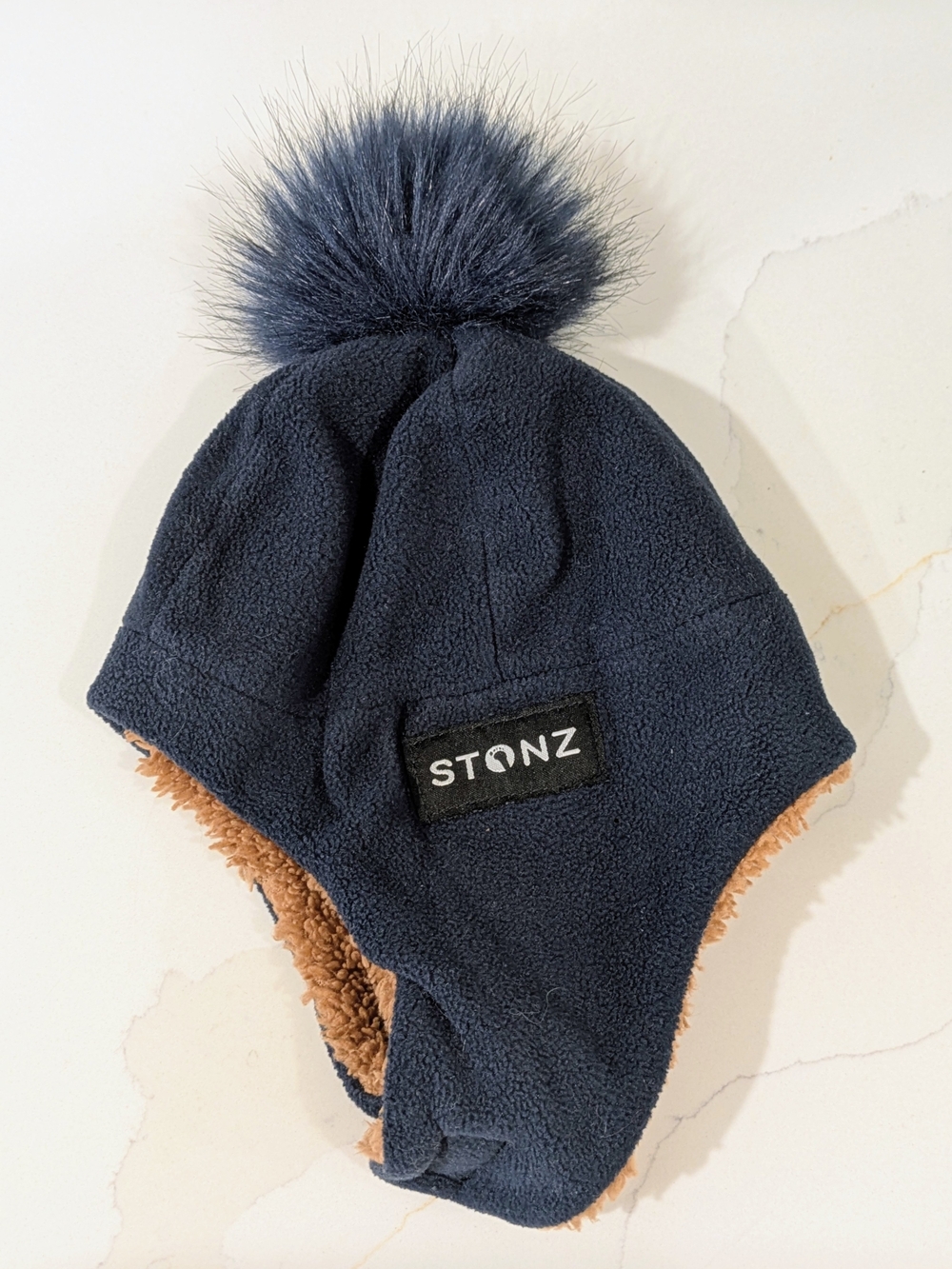 Stonz Kids Navy Fleece Pom Pom Hat